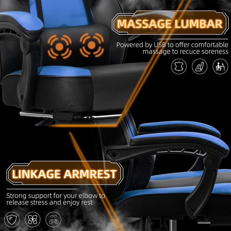 Adjustable Comfortable Game Chair Swiveling PC & Racing with Footrest