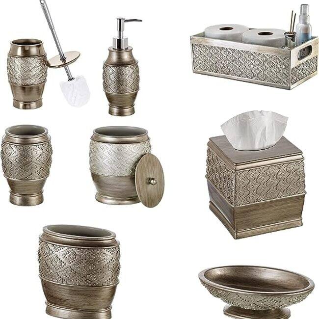Creative Scents Dublin Brushed SIlver Bathroom Accessory Set of 6