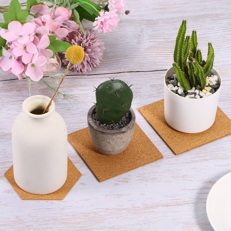 Self-Adhesive Cork, 4" x 4" x 1" Squares Cork Mats Coaster Backing Sheet - Brown