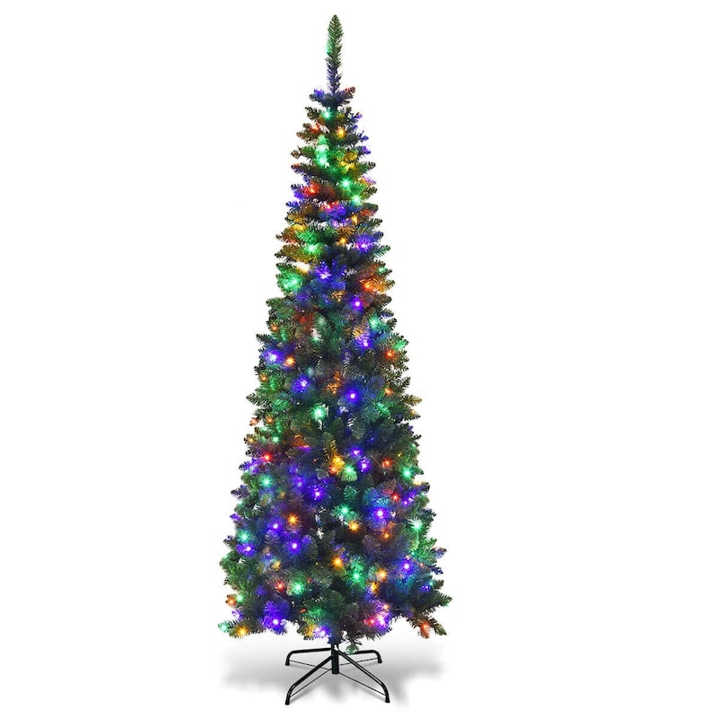 Slim Prelit Christmas Tree with LED Lights Ideal for Narrow Spaces