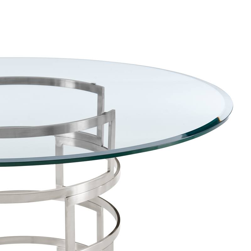 Diaz Morgan 5 Piece Round Glass Dining Table Set with Metal Frame and Upholstered Chairs