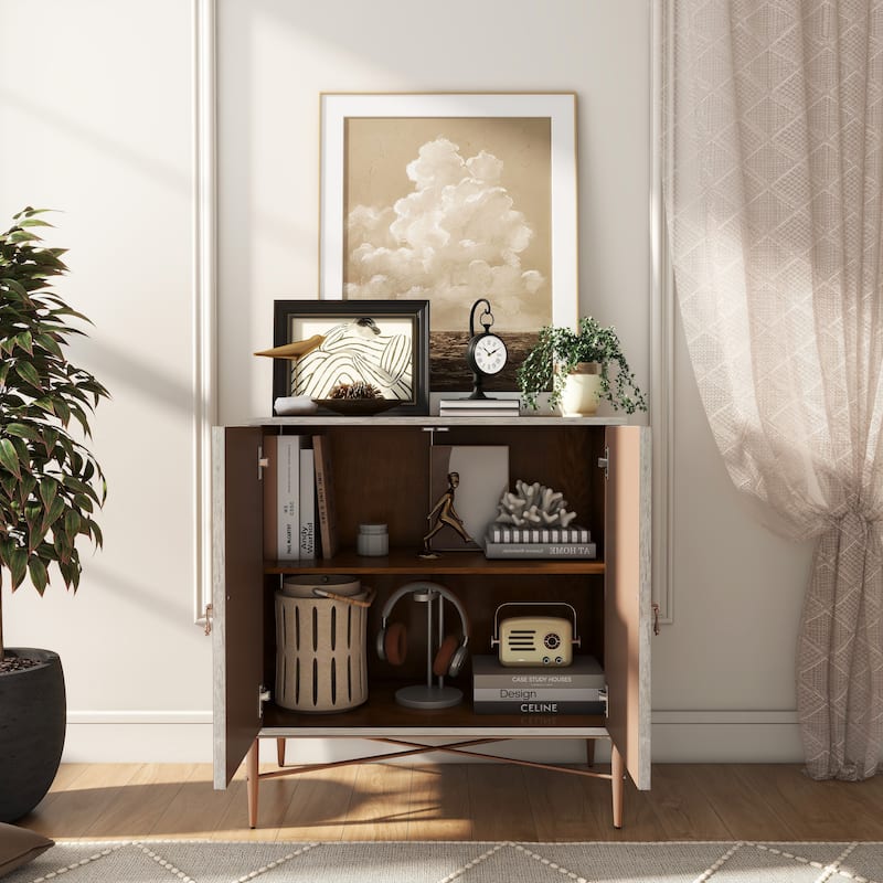 Clihome 2 Door Vintage Wood Buffet Storage Sideboard Accent Cabinet