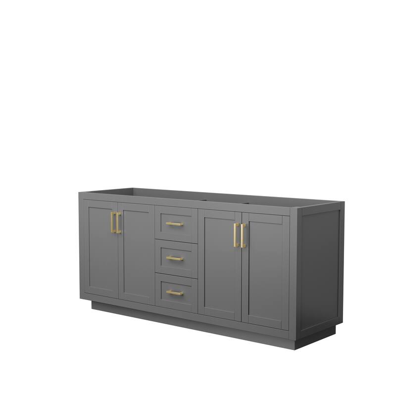 Miranda Double Bathroom Vanity Cabinet, No Mirror - 72-Inch Double - Dark Gray, Brushed Gold Trim, No Top