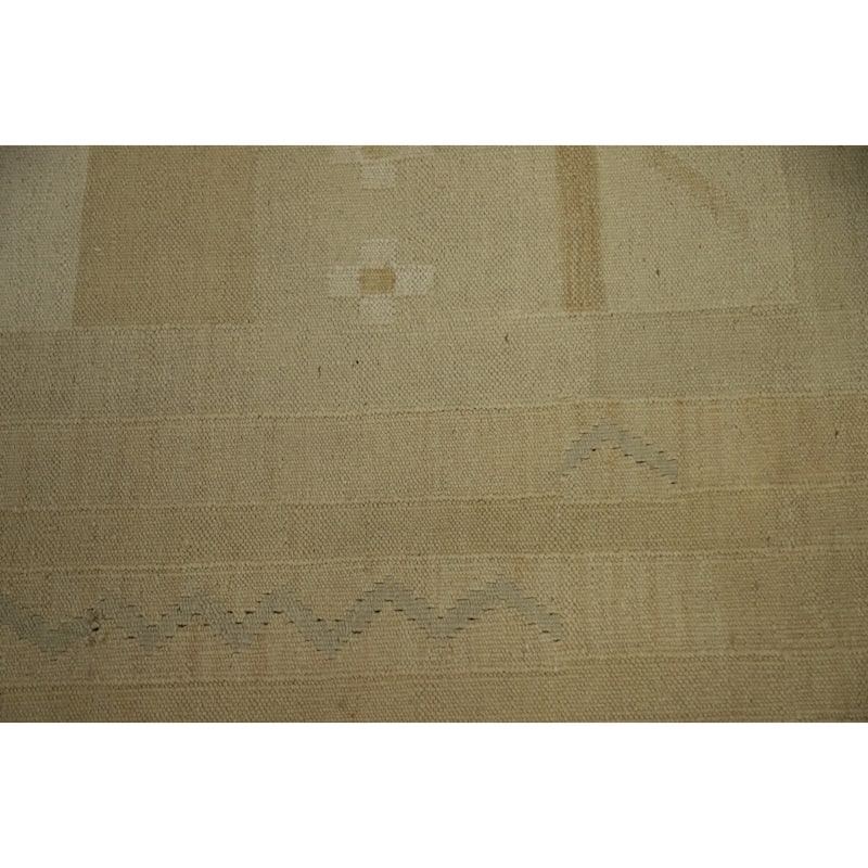 Hand Woven Oriental 100% Wool Carpet Southwestern Tribal Beige & Ivories Kilim Area Rug - 8' 2'' X 4' 10''