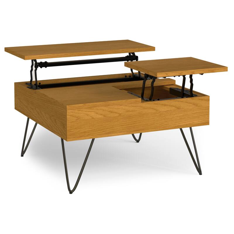 WYNDENHALL Moreno 32 inch Wide Square Industrial Lift Top Coffee Table - 32.1 x 32.1 x 18.1