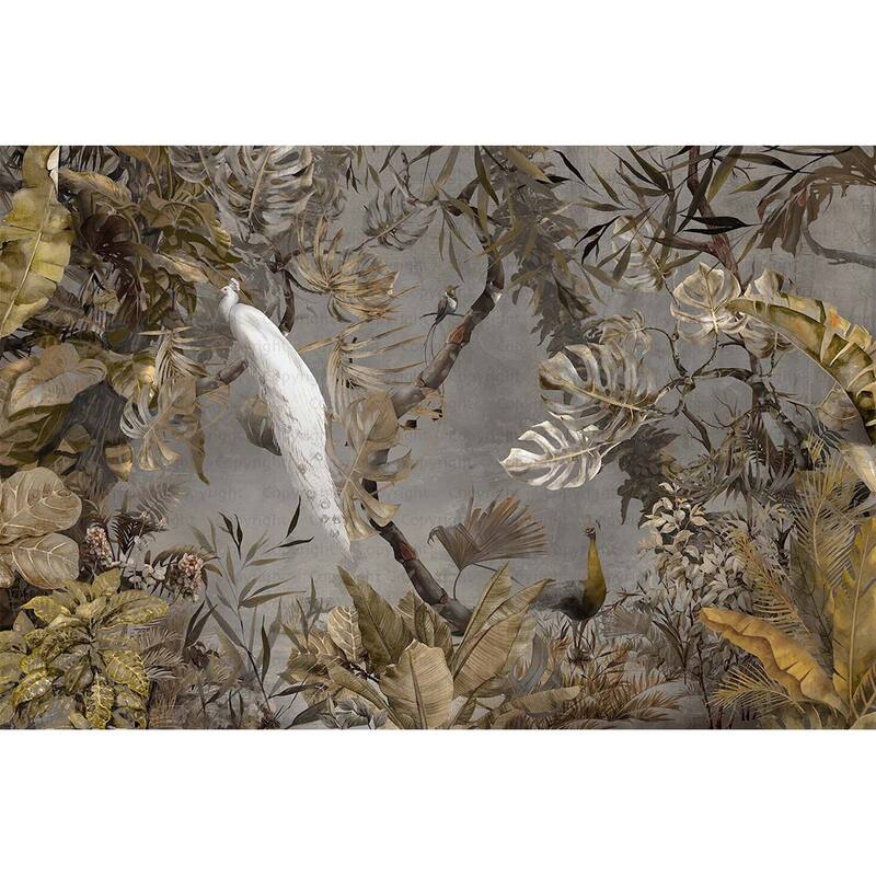 Exotic White Peacock Wallpaper Mural