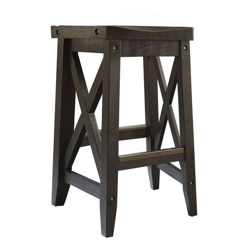 31 Inches Saddle Seat Wooden Barstool, Brown