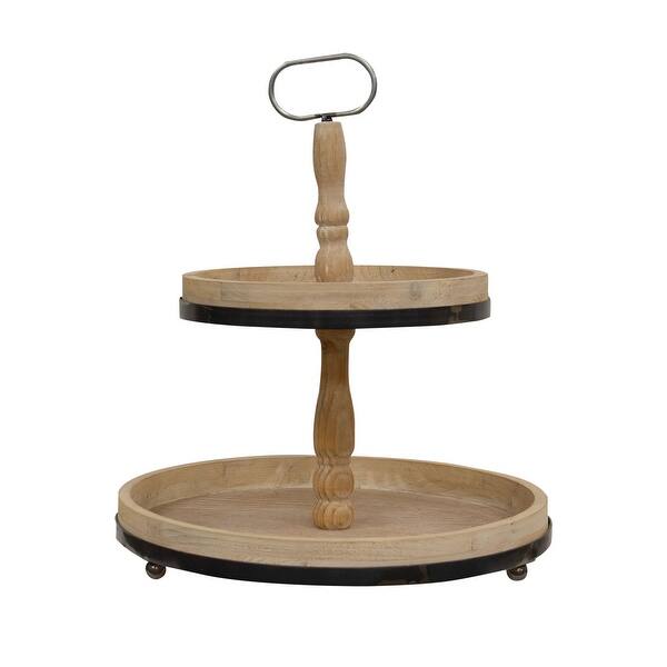 Distressed Wood and Metal TwoTiered Tray Bed Bath & Beyond 36295805