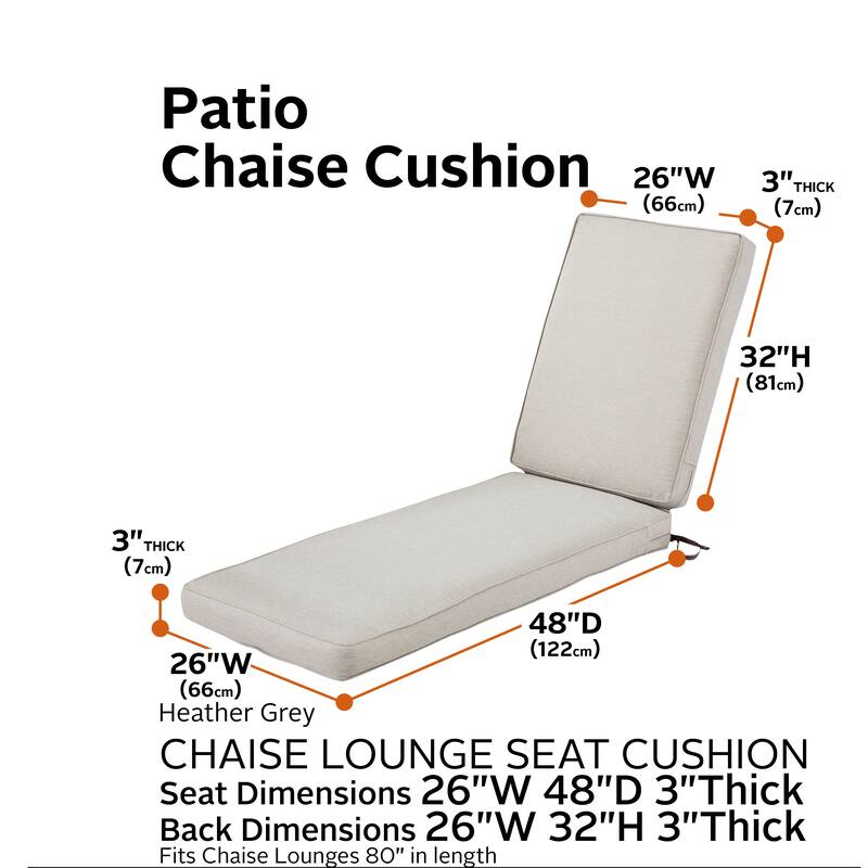 Classic Accessories Montlake Water-resistant Patio Chaise Lounge Cushion