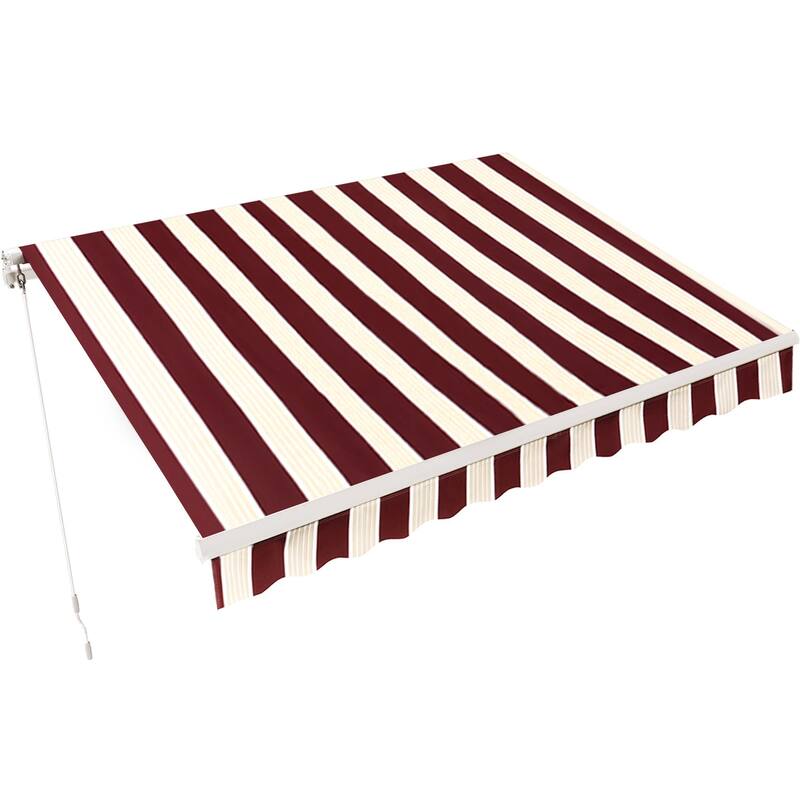 MCombo13x8Feet Manual Retractable Patio Door Window Awning Sunshade Shelter Outdoor Canopy - White/Red