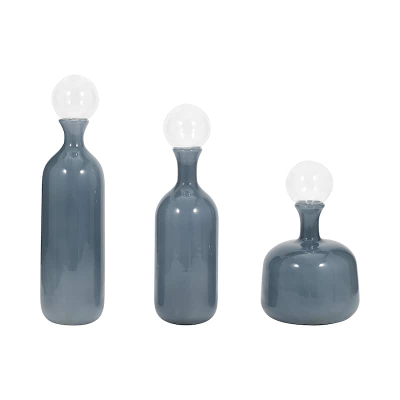 Sagebrook Home Modern Glass Vases with Artistic Swirl Design, Elegant Decorative Accent Set of 3