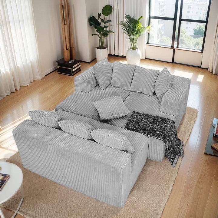 Sofa 130-in Casual Gray 4 -seater Reclining Sectional - 8' x 10'