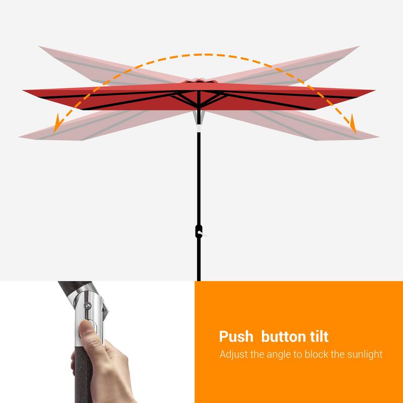 BONOSUKI LED 10 x 6.5ft Outdoor Umbrellas Patio Market Table Umbrellas