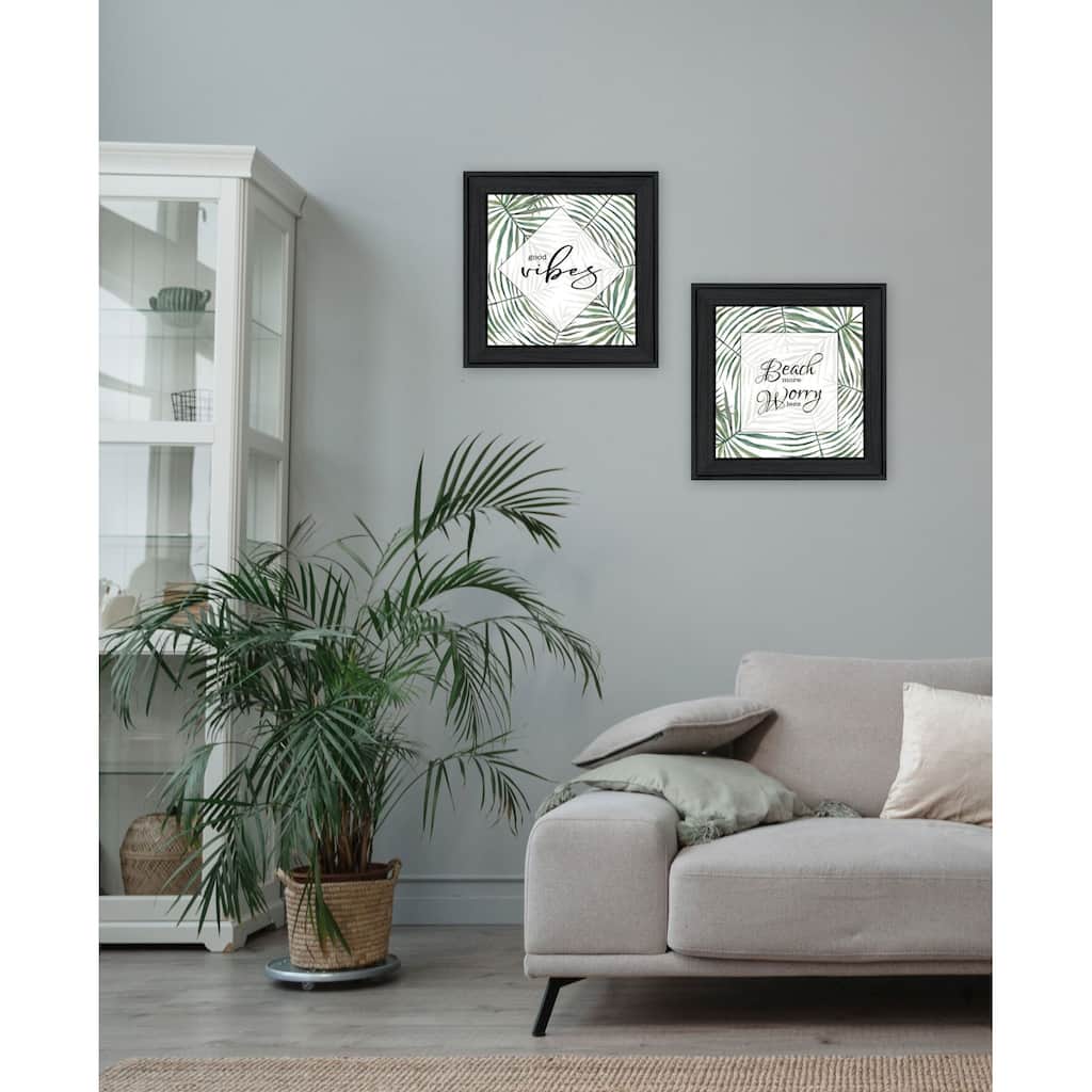 Trendy Decor 4U "Beach More; Worry Less" Printed Framed Wall Art by Cindy Jacobs