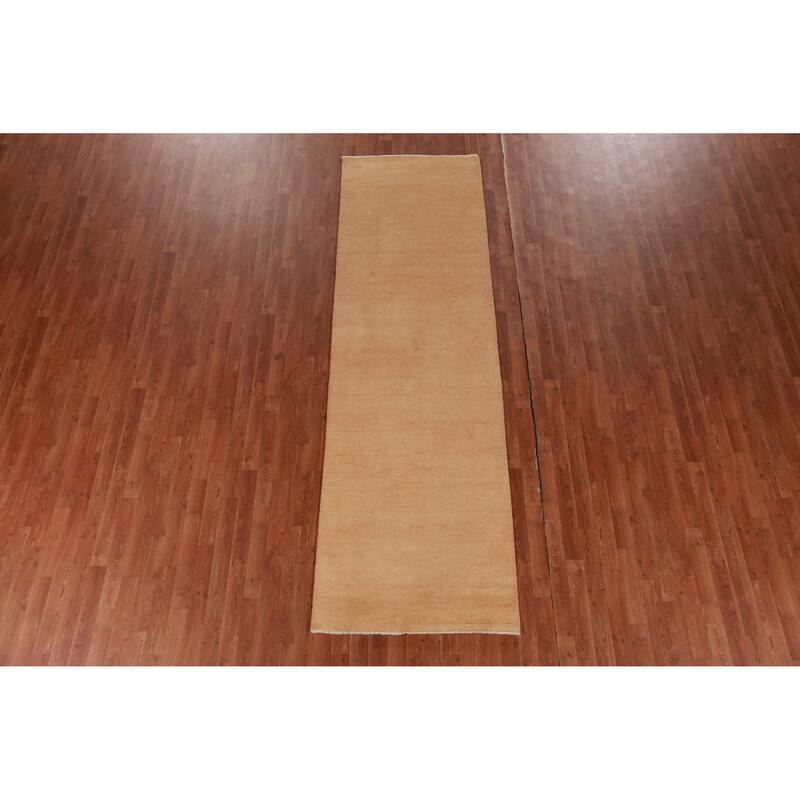 Hand Knotted Oriental 100% Wool Carpet Modern Solid Oranges & Rust Gabbeh Runner Rug - 10' 3'' X 3' 1''