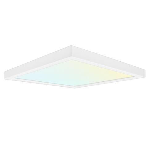 Luxrite 9" Square LED Flush Mount Ceiling Light 18W 3 Color Selectable 1200 Lumens Dimmable Damp Rated ETL Listed