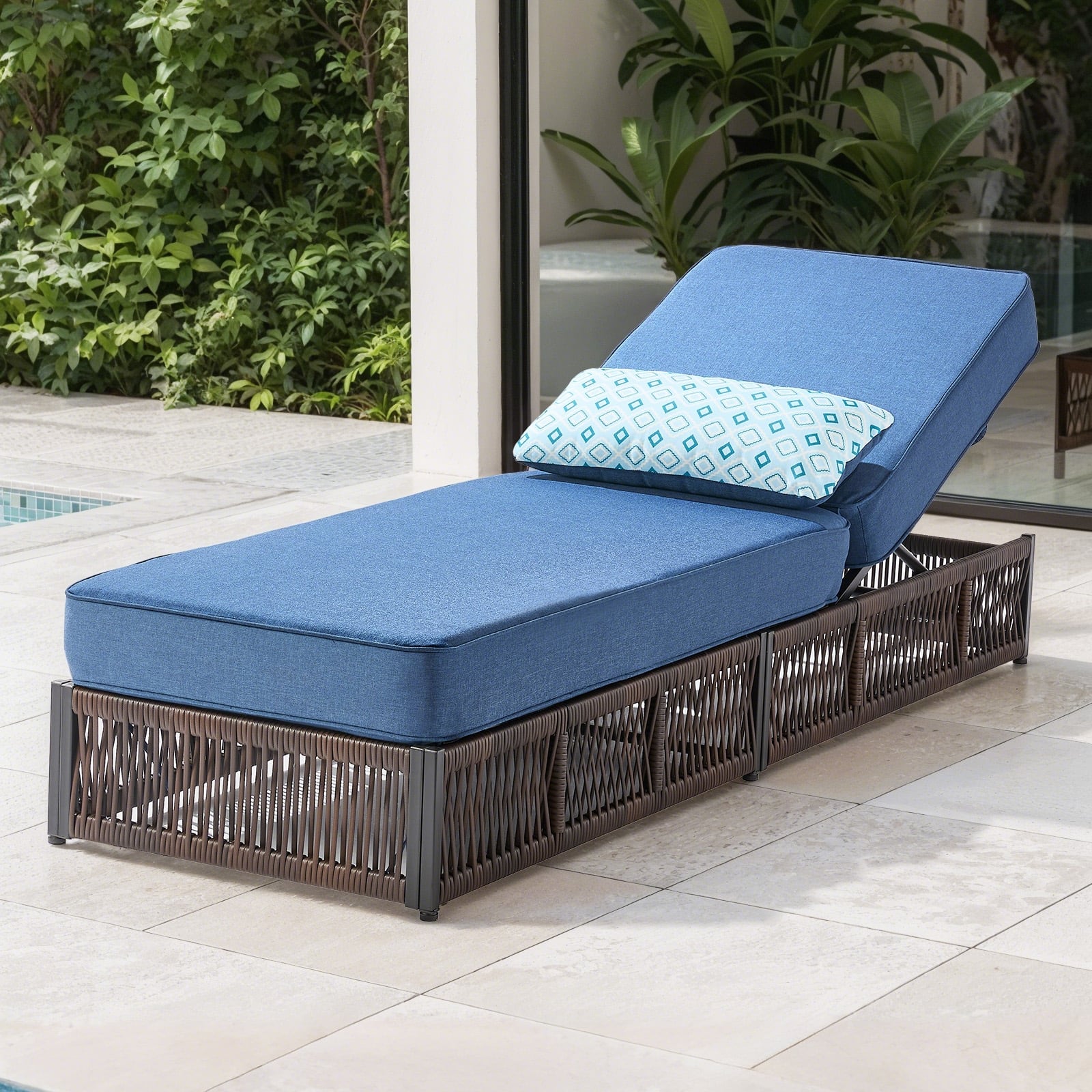 Option 1-Piece Lounge Chair Blue Cushion