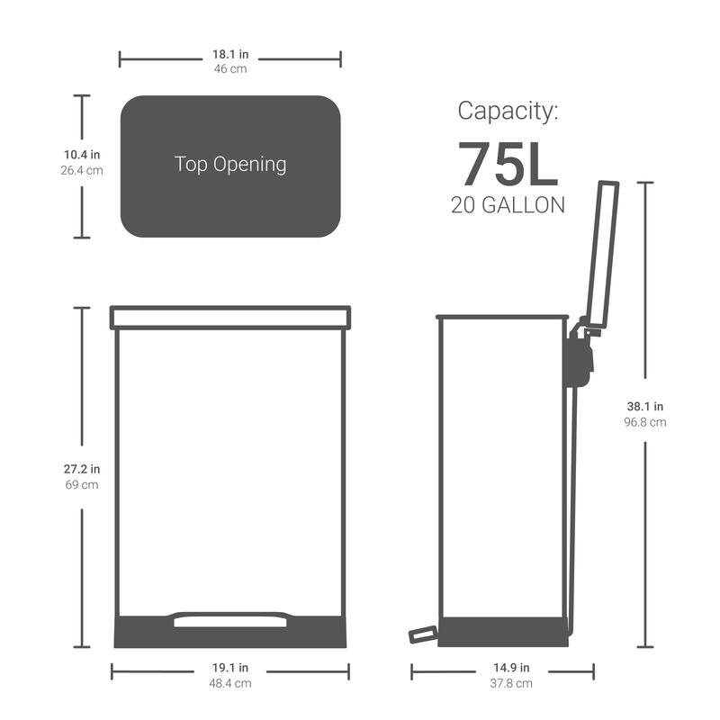 Qualiazero 75L / 20 Gallon Rectangular Step Can