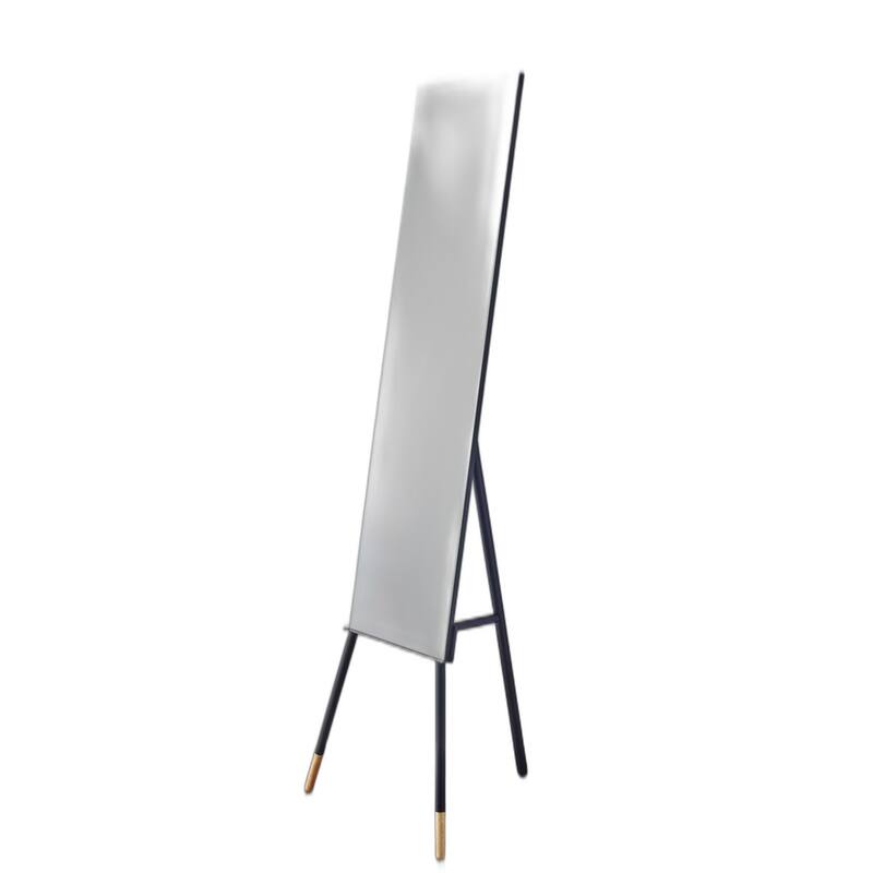 HomeRoots 57" Matte Rectangle Cheval Standing Mirror Freestanding With Metal Frame - 17
