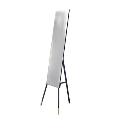 HomeRoots 57" Matte Rectangle Cheval Standing Mirror Freestanding With Metal Frame - 17