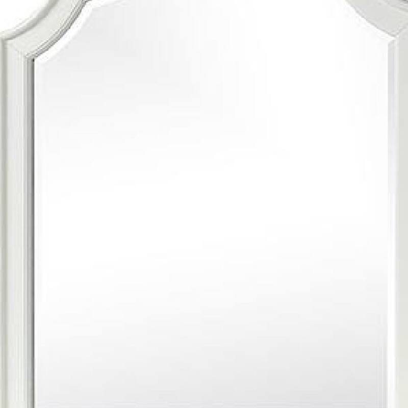 Kyna Dresser Mirror, Beveled Glass, Classic Antique White Solid Wood, 40x42