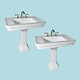 preview thumbnail 4 of 3, White Porcelain Large Pedestal Bathroom Sink Wall Mounted Sink with Faucet Hole and Overflow (Set of 2) Renovators Supply