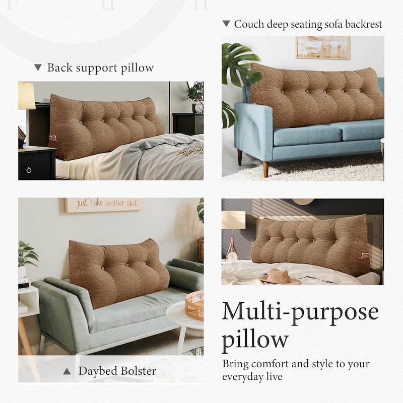 WOWMAX Bed Rest Reading Wedge Headboard Backrest Tufted Pillow