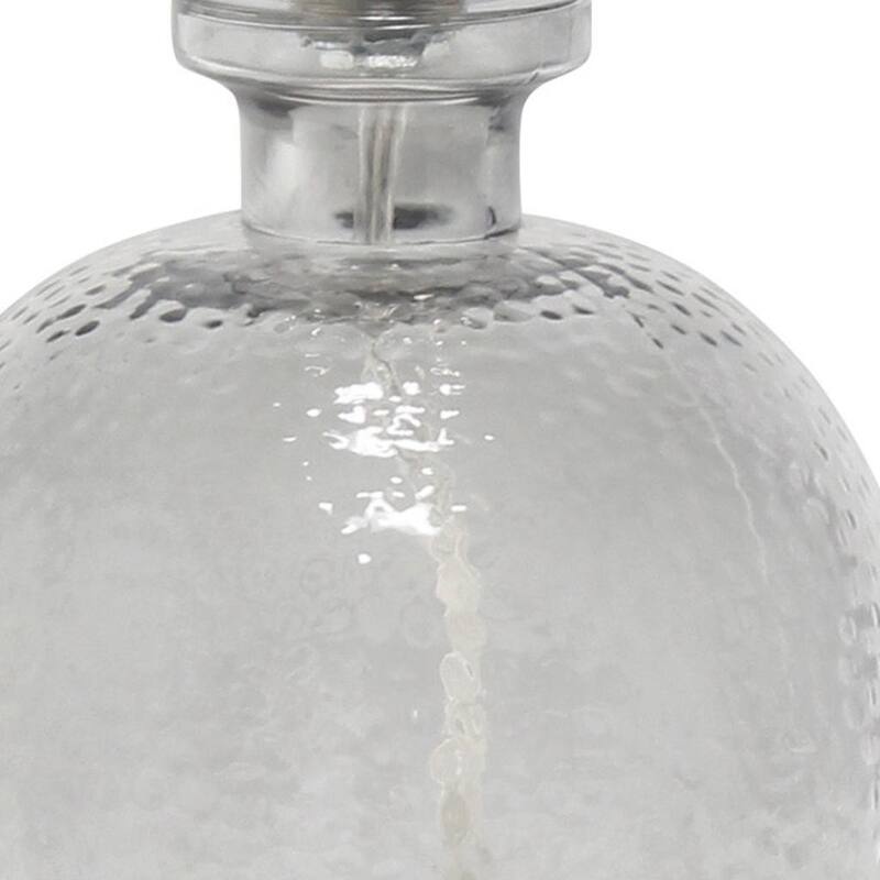 HomeRoots 20" Gray Glass Round Table Lamp With White Drum Shade - 11.00 in. x 20.00 in. x 11.00 in.