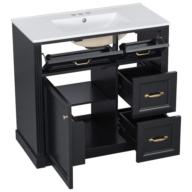 Bathroom Vanity with Sink, Cabinet with Drawers