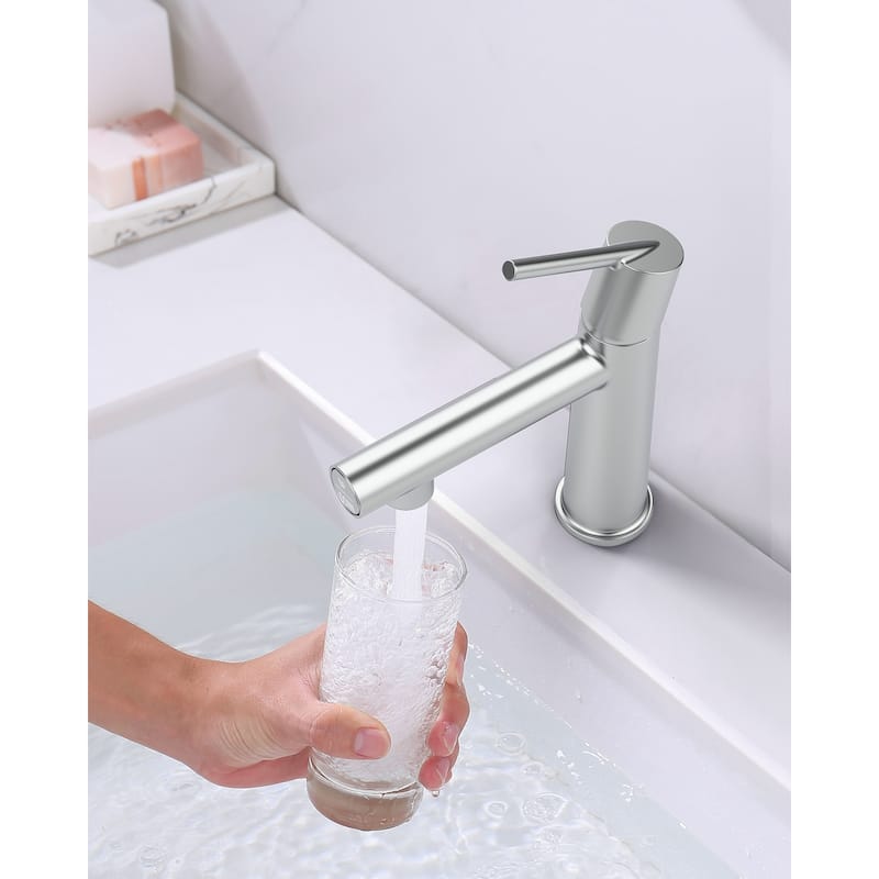 Modern Single Handle Bathroom Sink Faucet with Removable Aerator, Anti Fingerprint, Splash Proof, Anti Corrosion and Anti Rust