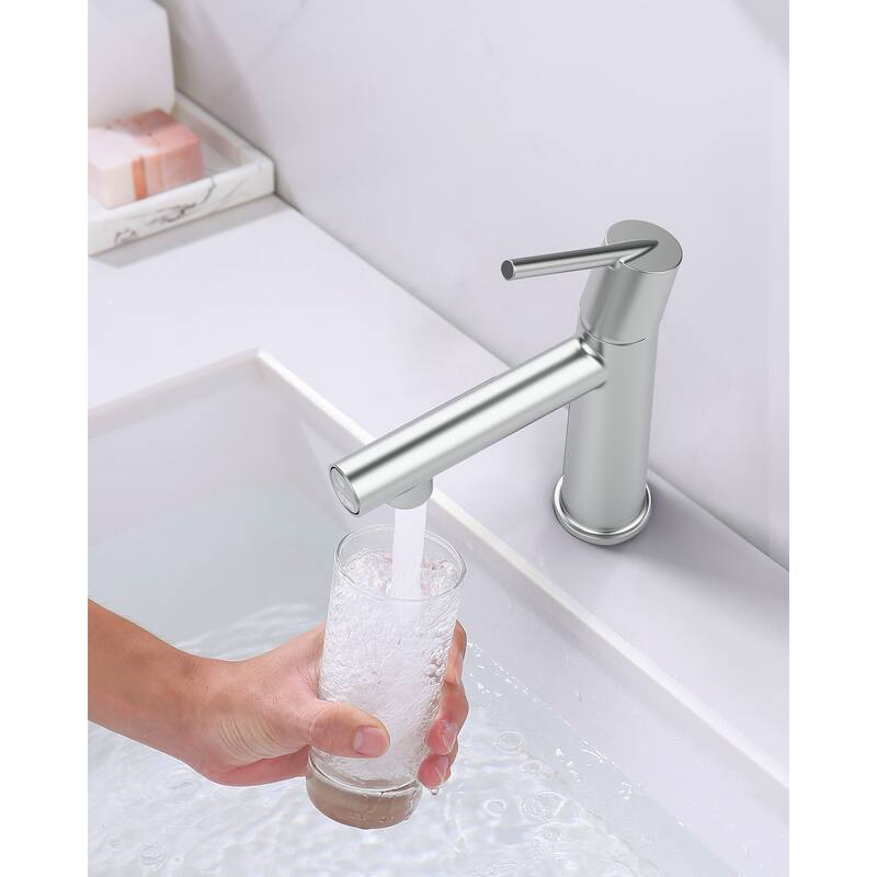 Single Handle Bathroom Faucet with Deck For 1 or 3 Holes,Laundry Vanity Sink Faucet with Two 9/16" Hoses