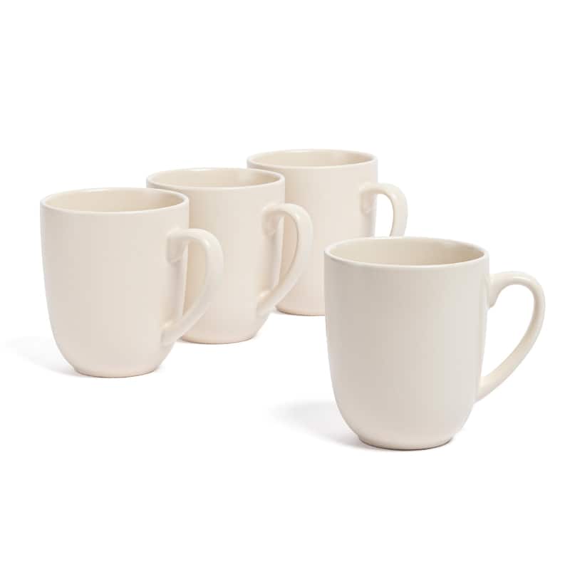 over&back Coupe 15oz Semi-Matte Stoneware Mugs, Set of 4 - Ivory