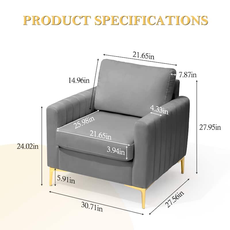 Upholstered Club Chair Accent Chair Velvet Arm Chair Comfortable Sofa Chair - See picture