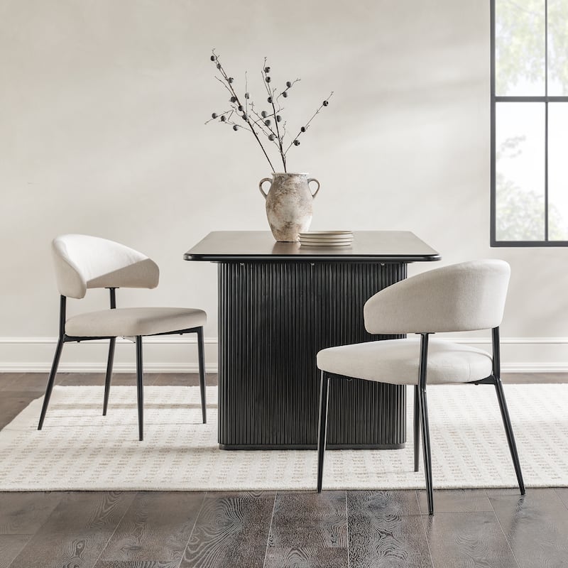 Middlebrook Designs Curved Back Upholstered Dining Chair (Set of 2) - Ivory