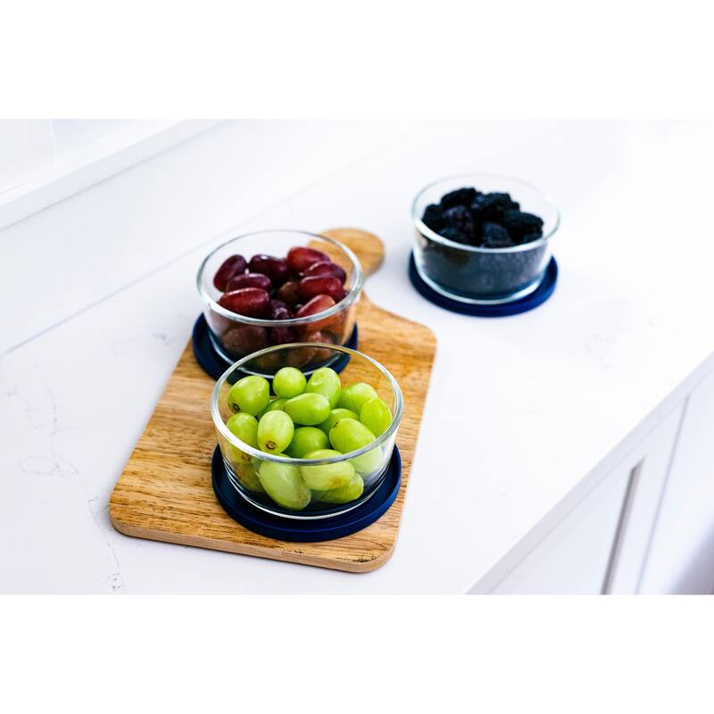 Glass Food Storage Containers Set - Round, 2-Cup (16oz) BPA-Free, Microwave & Oven Safe, Airtight Lids