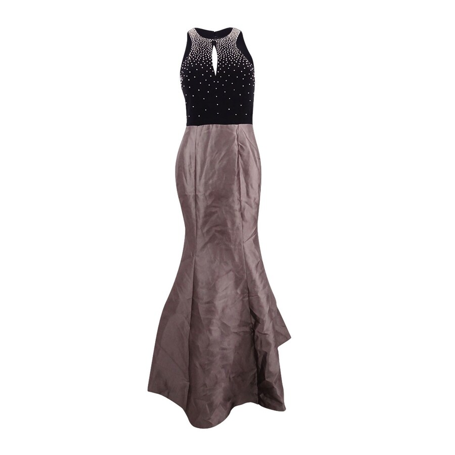 xscape open back embellished evening dress