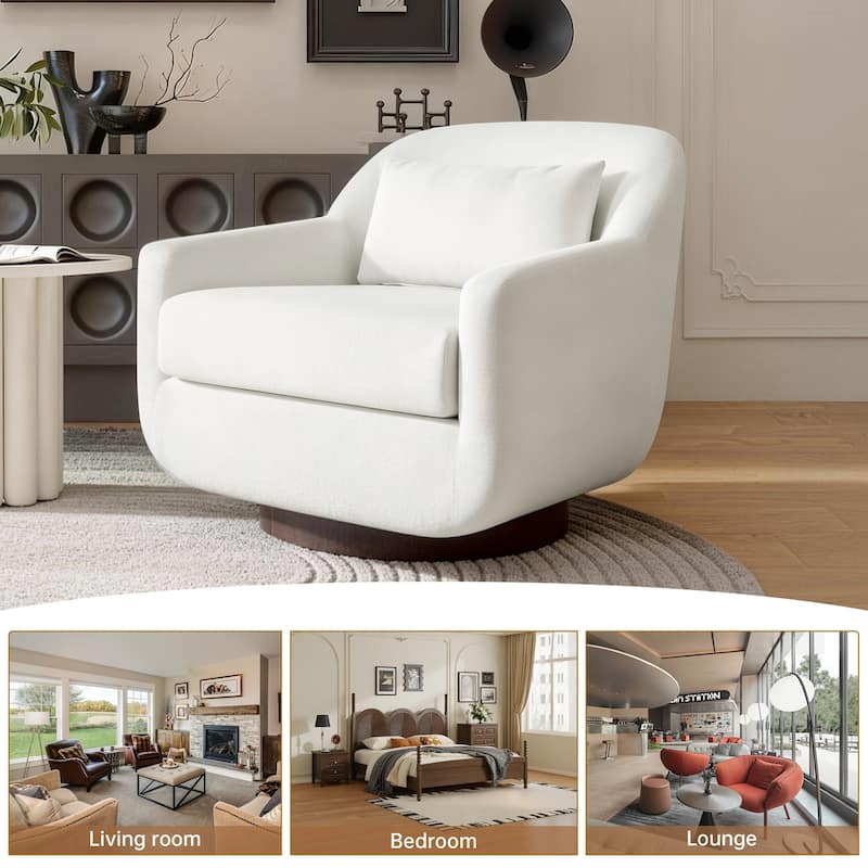 Modern Chenille 360-Degree Swivel Chair Accent Chair