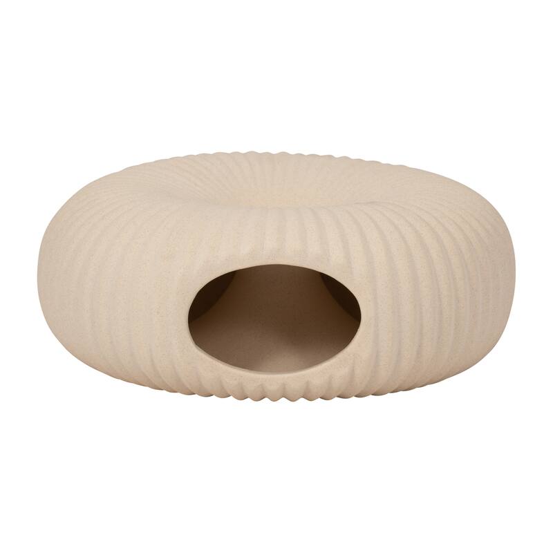 Sagebrook Home Ceramic Donut Hole Vase, Round, Solid, Ivory/Beige, Contemporary