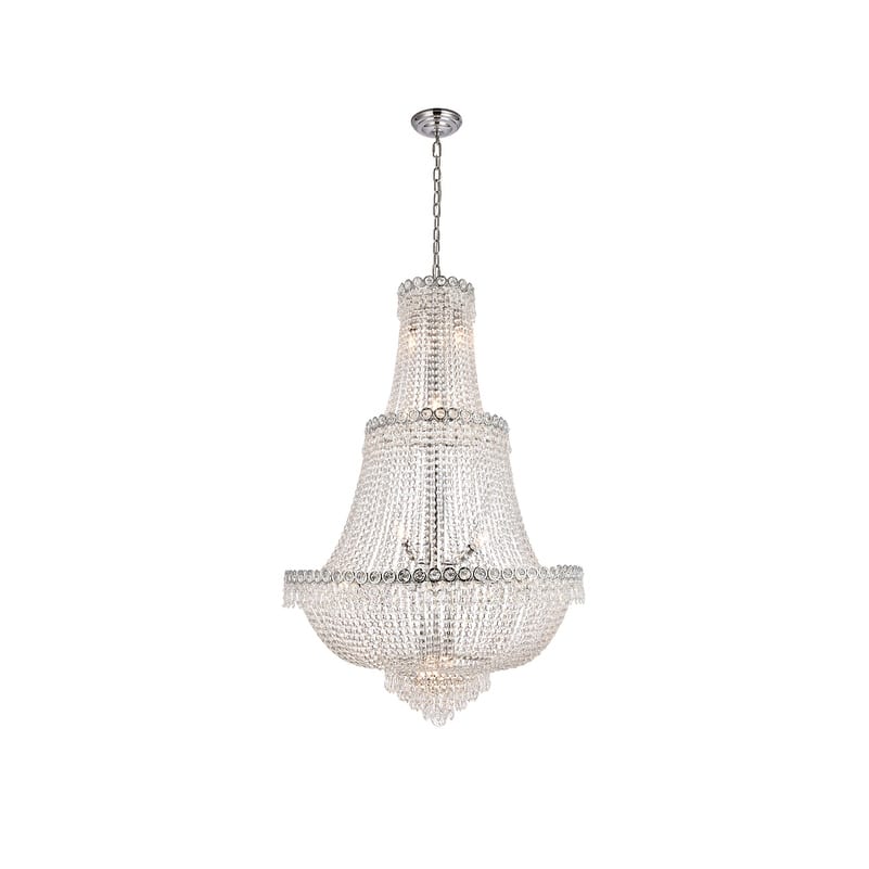 Elegant Lighting 30-inch Chrome Royal Cut Crystal Clear Large Hanging Fixture