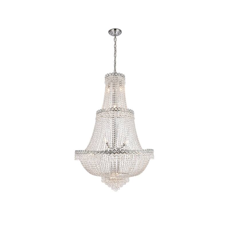 Elegant Lighting 30-inch Chrome Royal Cut Crystal Clear Large Hanging Fixture - Silver