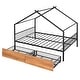 preview thumbnail 7 of 13, Black Full Size Metal House Bed with Two Drawers & Roof