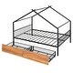 preview thumbnail 7 of 8, Full Size House-shaped Design Bed with Two Storage Drawers, Metal Platform Bed with Support Legs for Bedroom, Black