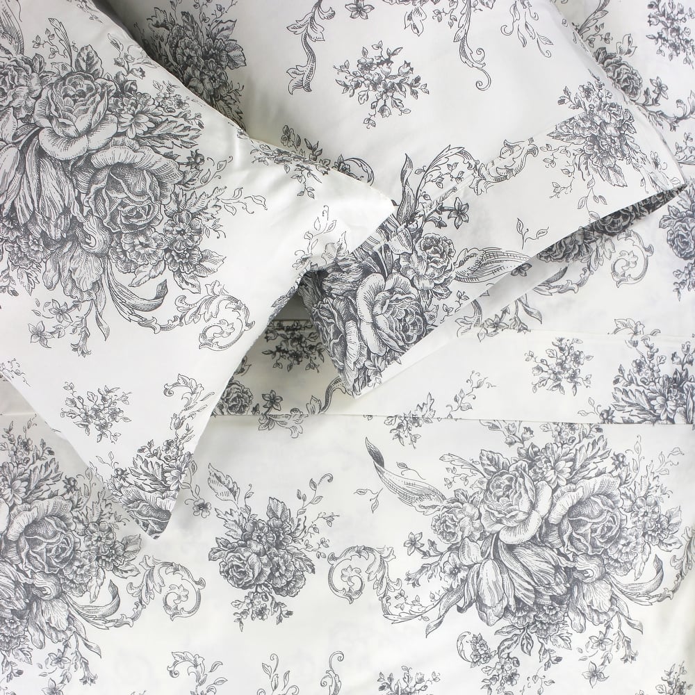 Printed Floral Design Cotton Collection Sheet Set and Pillowcases
