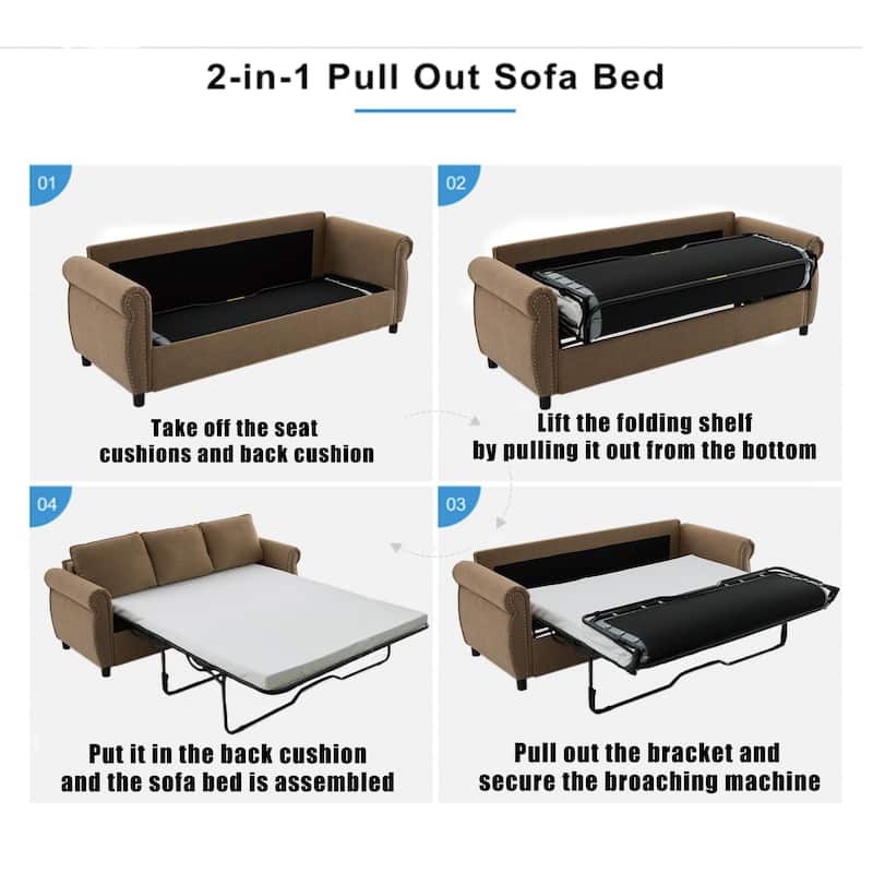 81.5" 2-in-1 Queen Convertible Sleeper Sofa Bed