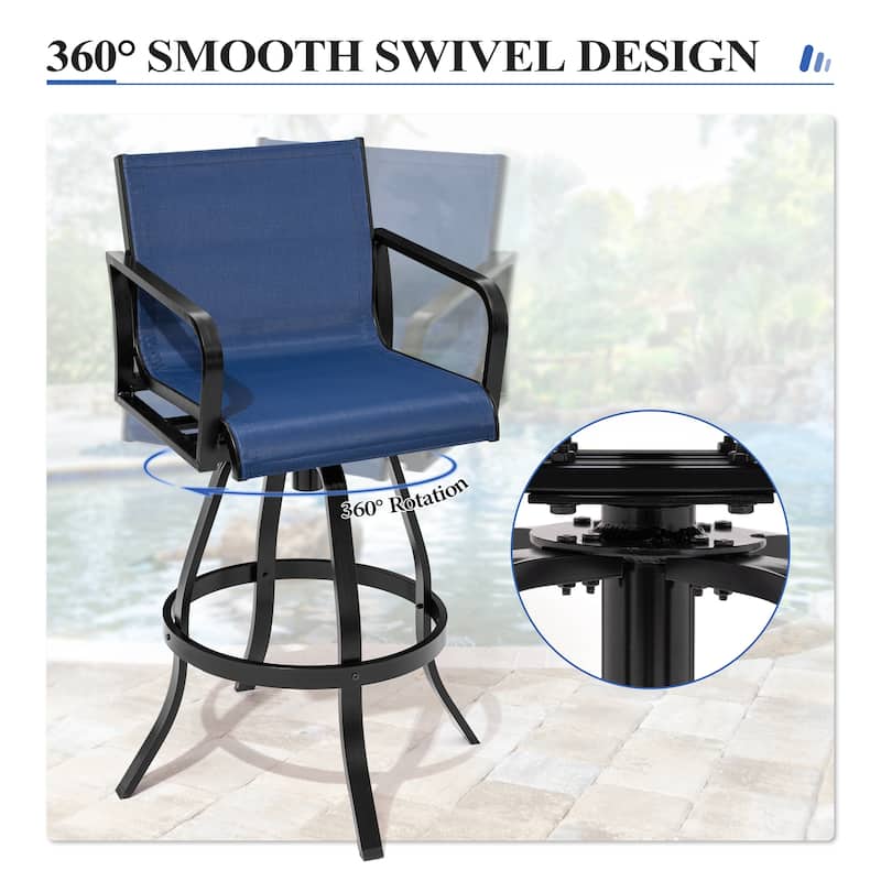 Outdoor Patio Aluminum Barstools Bar Height Bar Stools Swivel Bar Chairs Set of 2/4