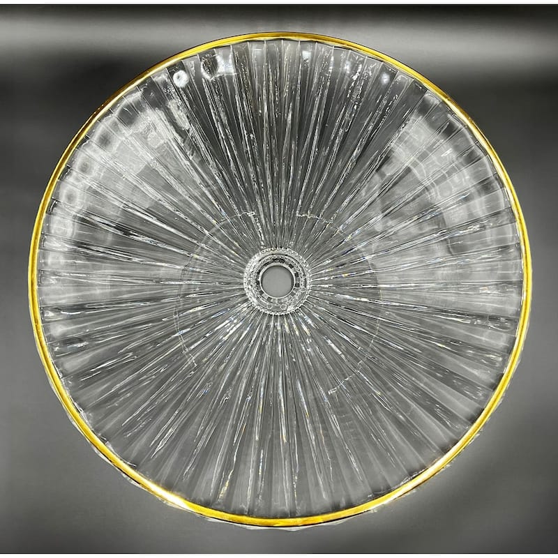 Decorative 20" Round Crystal Vessel Sinks With White Base