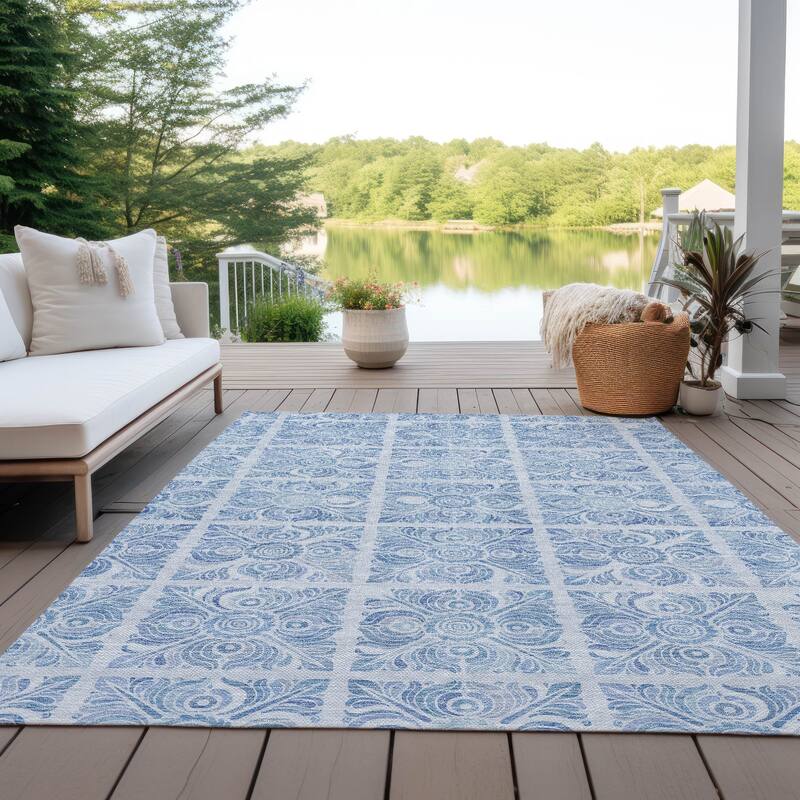 Machine Washable Indoor/ Outdoor Chantille Mosaic Rug - Sky - 2'6" x 3'10"