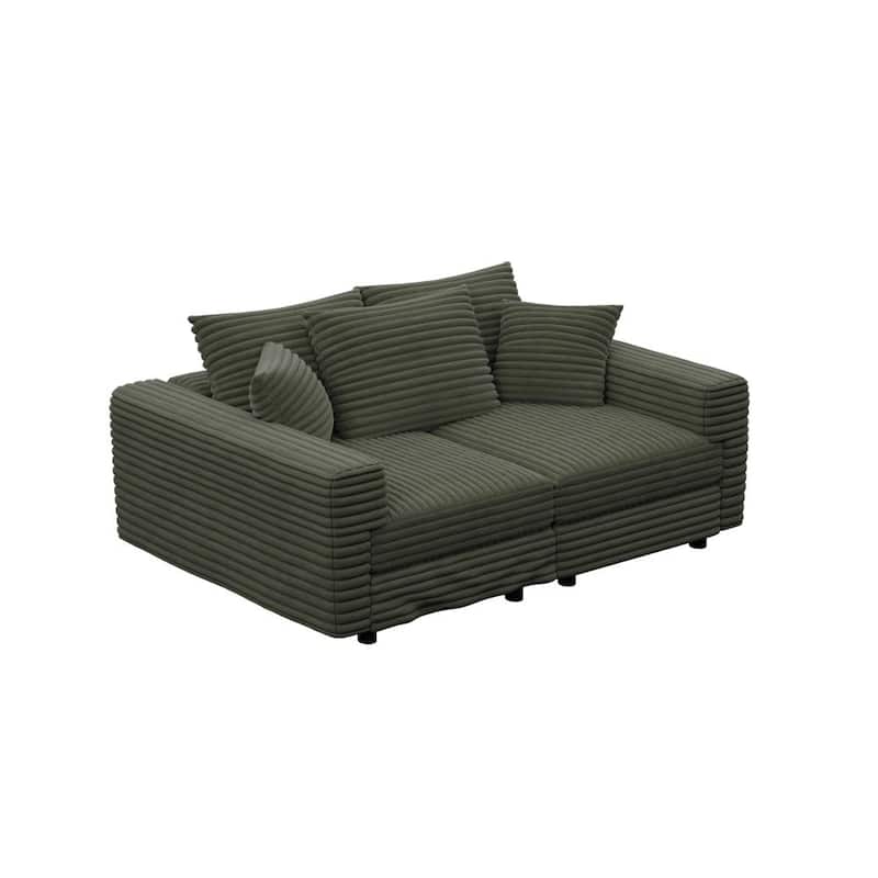 82.7 " Modern Plush Corduroy 3-Seat Sofa with Soft Pillows