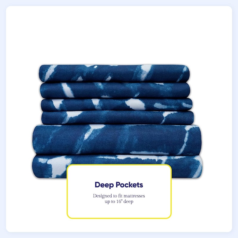 Sweet Home Collection 6 Piece Printed Monroe Ultra Soft Microfiber Sheet Set
