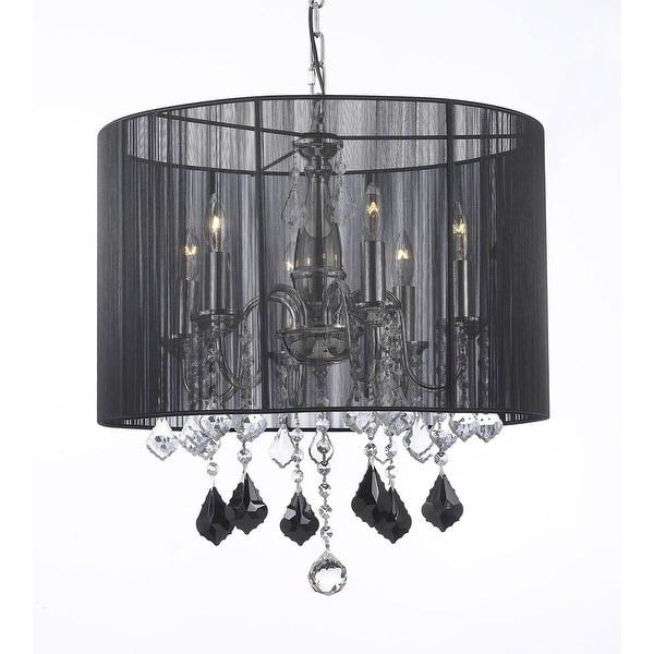 Crystal Chandelier Lighting With Large Black Shade Jet Crystal Chandelier Lighting With Large Black Shade Jet Pendant